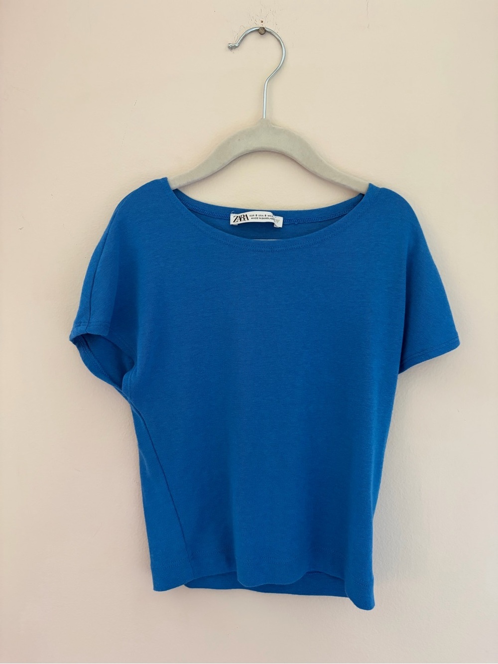 Zara Bright Blue Short Sleeve Crop Top
